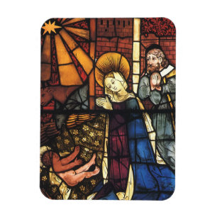 Vintage Stained Glass Nativity Scene; Renaissance Magnet