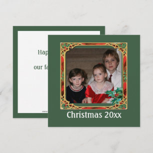 Vintage Stained Glass Photo Frame Red Green Throw Invitation