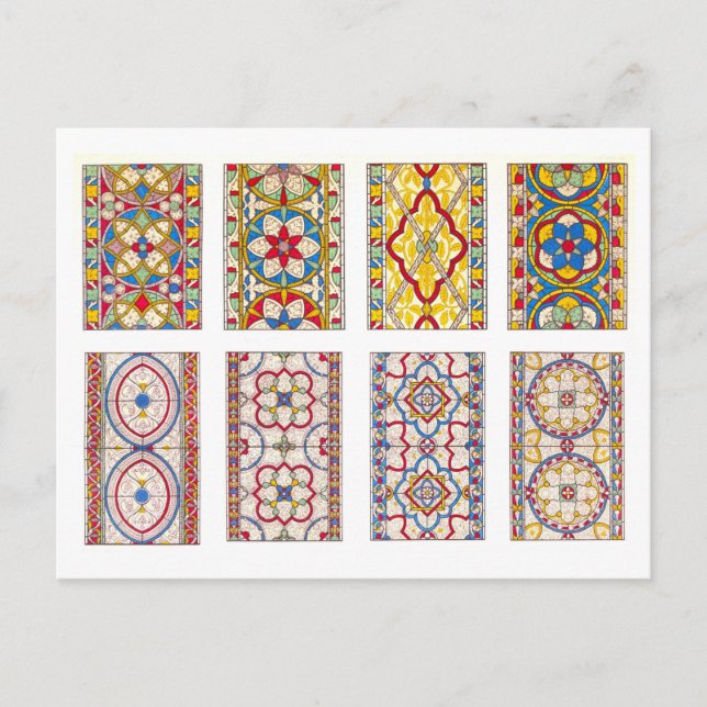 Vintage Stained Glass Windows Postcard (Front)