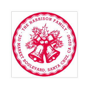 Vintage Stamp Christmas Bells Name Return Address