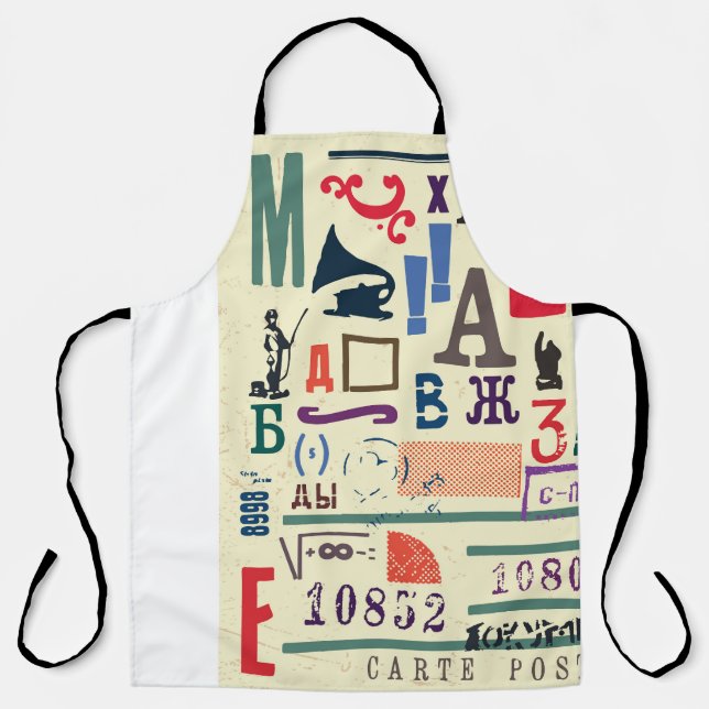 Vintage Stamp: Document Decor Apron (Front)