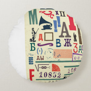 Vintage Stamp: Document Decor Round Cushion