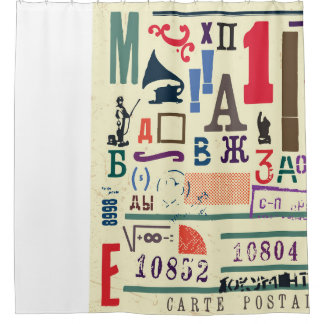 Vintage Stamp: Document Decor Shower Curtain