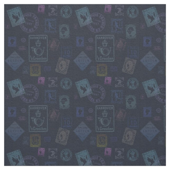Vintage Stamp Fabric - Dark (Swatch)