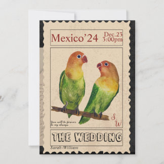 Vintage Stamp Wedding Invitation