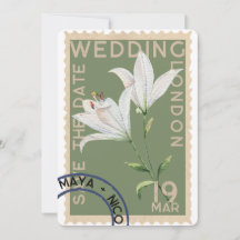 Vintage Stamp Wedding Invitation