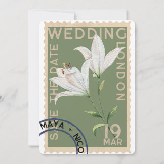 Vintage Stamp Wedding Invitation