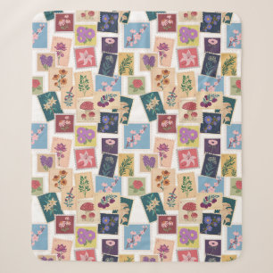 Vintage Stamps Collection,Retro Theme Sherpa Blanket