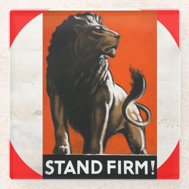 Vintage Stand Firm Lion Coaster (Front)