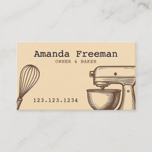 Vintage Stand Mixer and Whisk Baker Business Card