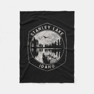 Vintage Stanley Lake Idaho Outdoors Vacation Fleece Blanket