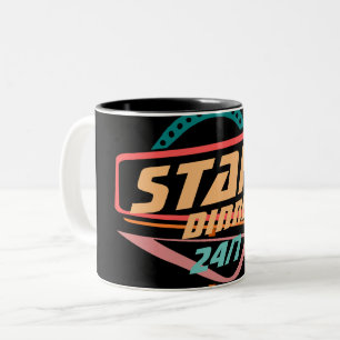 Vintage Star dinner space sign retro Two-Tone Coffee Mug
