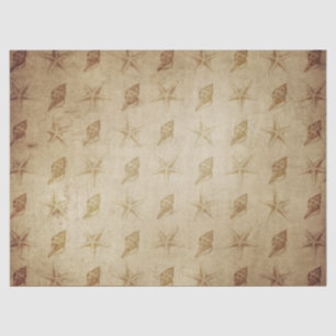 Vintage Star Fish and Shells on Brown Decoupage Tissue Paper