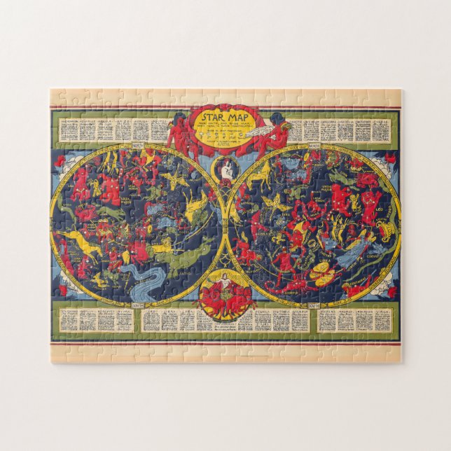 Vintage Star Map Constellations Celestial Chart  Jigsaw Puzzle (Horizontal)