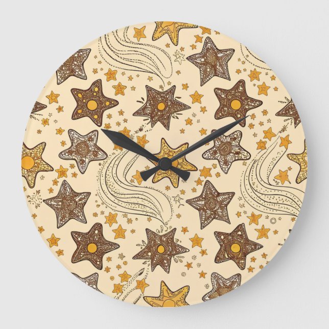 Vintage Star Pattern Wall Clock (Front)