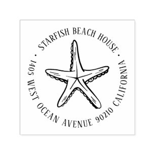 Vintage Starfish Custom Name Return Address Self-inking Stamp