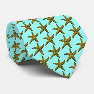 Vintage Starfish Drawing Tie