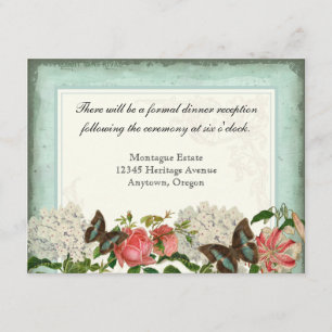 Vintage Stargazer Lily Rose Butterfly n Hydrangea Enclosure Card