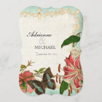 Vintage Stargazer Lily Rose Butterfly n Hydrangea