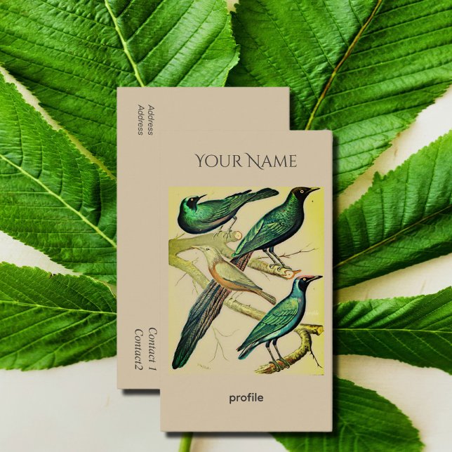 vintage starlings and mynah birds Kraft Business Card (Creator Uploaded)