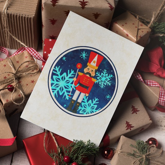 Vintage Starry Night Christmas Nutcracker Holiday Postcard (Front)
