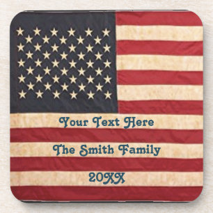Vintage Stars and Stripes Weathered American Flag Coaster