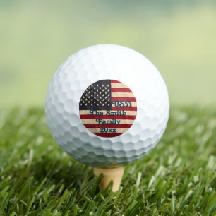 Vintage Stars and Stripes Weathered American Flag Golf Balls