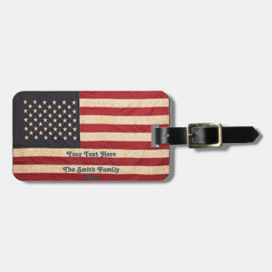 Vintage Stars and Stripes Weathered American Flag Luggage Tag