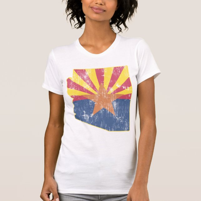 Vintage State of Arizona Flag Outline T-Shirt (Front)