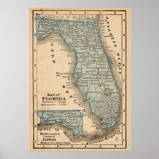 Vintage State of Florida Map Poster (Front)
