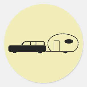 Vintage Station Wagon and RV Trailer Classic Round Sticker
