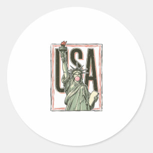 Vintage Statue of Liberty Bubblegum Graphic Tee_1 Classic Round Sticker