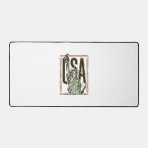 Vintage Statue of Liberty Bubblegum Graphic Tee_1 Desk Mat