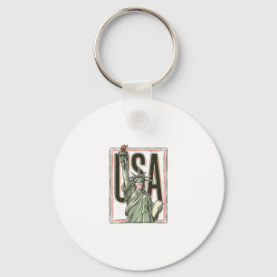 Vintage Statue of Liberty Bubblegum Graphic Tee_1 Key Ring