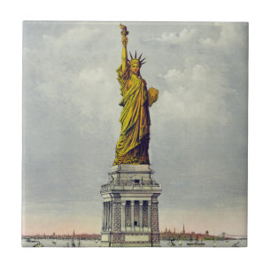 Vintage Statue of Liberty New York Travel Ceramic Tile