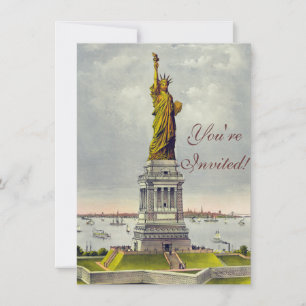 Vintage Statue of Liberty New York Travel Invitation