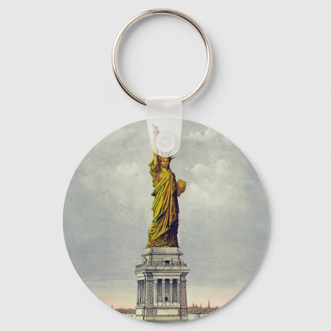 Vintage Statue of Liberty New York Travel Key Ring (Front)