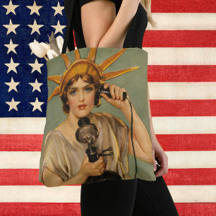 Vintage Statue of Liberty, WWI Patriotic War Ad Tote Bag