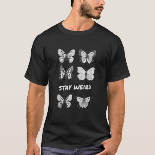 Vintage Stay Weird Butterfly Design T-Shirt