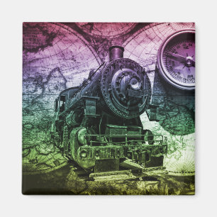 Vintage Steam Engine Locomotive Magnet