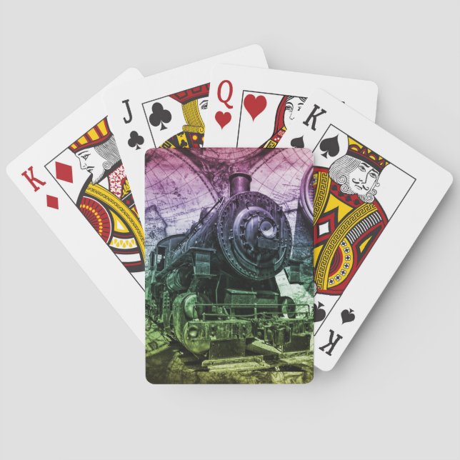 Vintage Steam Engine Locomotive Playing Cards (Back)