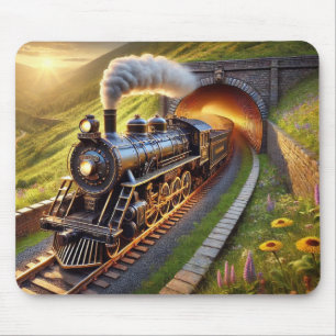 Vintage Steam Engine Locomotive Through a Tunnel Mouse Pad