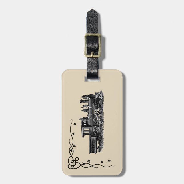 Vintage Steam Engine Luggage Tag (Front Vertical)