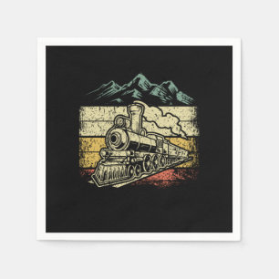 Vintage Steam Engine Train Locomotive Engineer Napkin