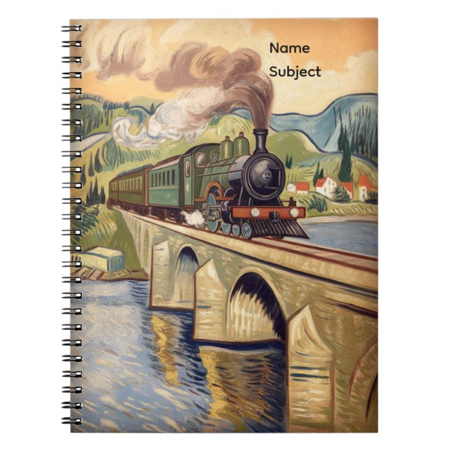 Vintage Steam Engine Train Painting Notebook (Front)