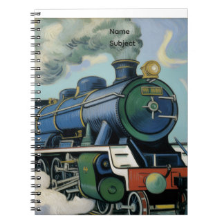 Vintage Steam Engine Train Painting Notebook