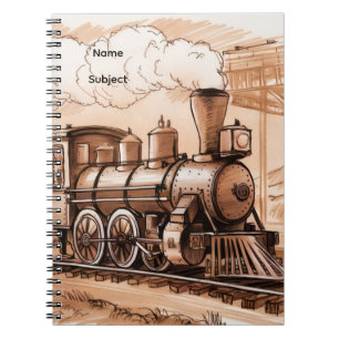 Vintage Steam Engine Train Sketch Notebook