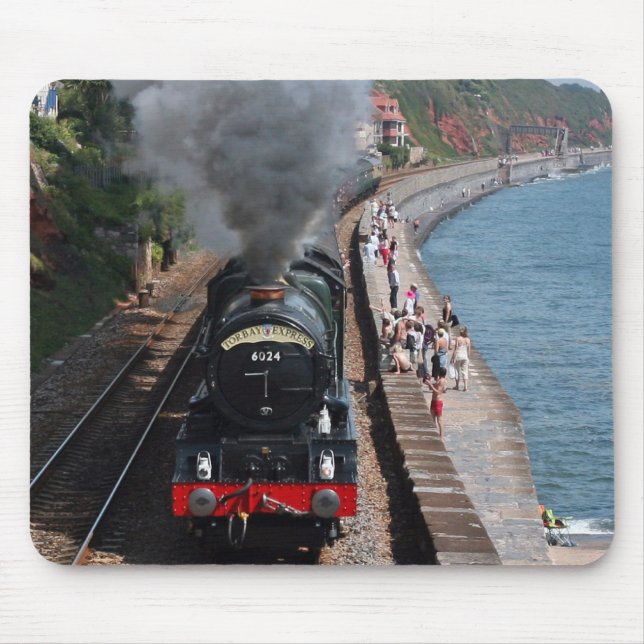 Vintage steam locomotive by the sea mouse pad (Front)