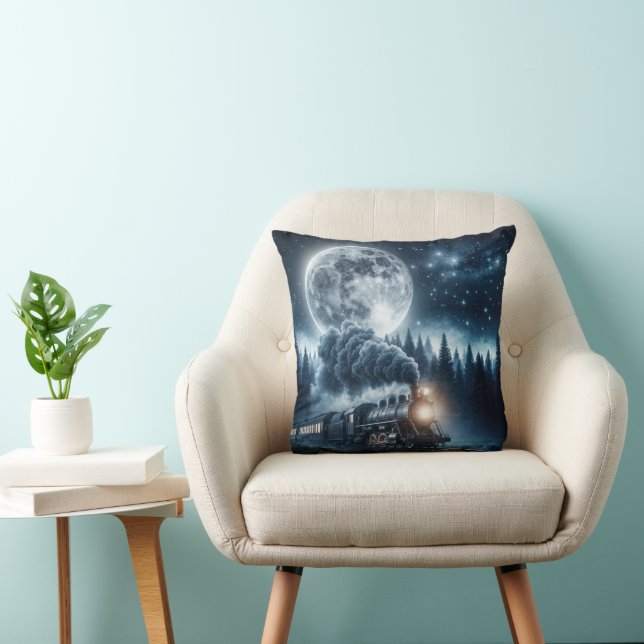 Vintage Steam Locomotive In Moonlight Cushion (Chair)