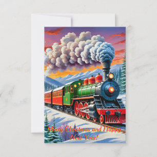  Vintage steam locomotive Invitation